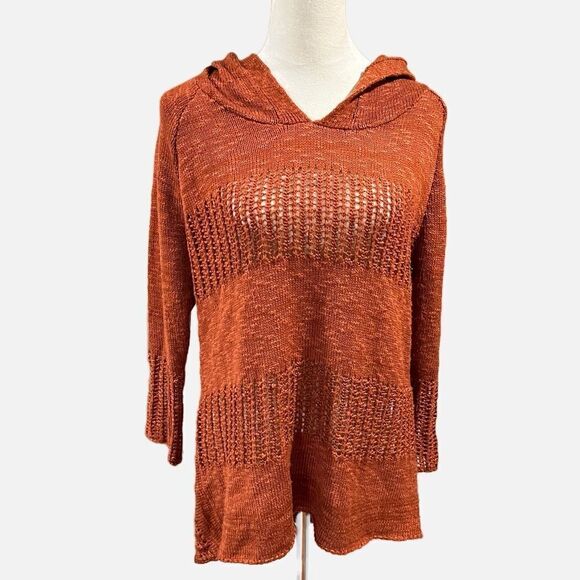 Umgee hooded burnt orange knit sweater - Picture 2 of 7
